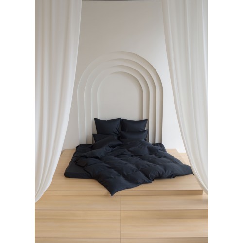 Постельное белье тенсель "БРИЛЛИАНТ" черный Семейный простыня на резинке, GERMAN GRASS