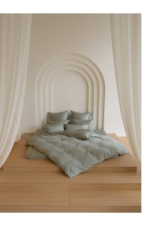 Постельное белье тенсель "БРИЛЛИАНТ" оливковый Евро простыня на резинке, GERMAN GRASS