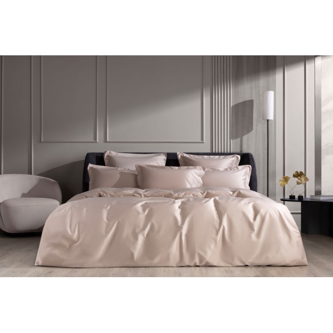 Постельное белье хлопок "АЛЛЮР" розовый нюд Семейный простыня на резинке, GERMAN GRASS