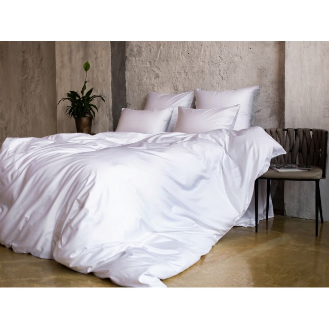 Постельное белье "НОБИЛИС" белый с жемчужным кантом Евро 200x220, GERMAN GRASS