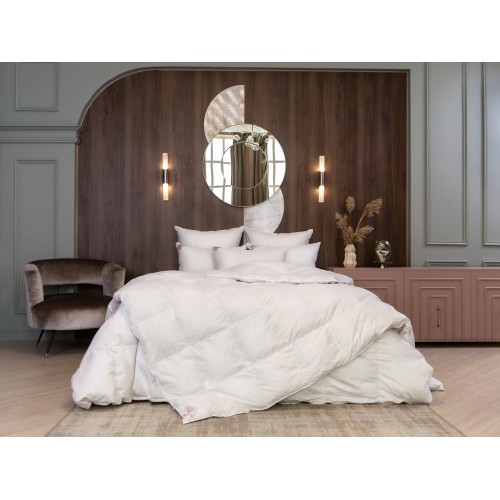 Одеяло пуховое "СИЛЬВЕЙН" в хлопковом мако-сатине всесезонное 200x220, GERMAN GRASS