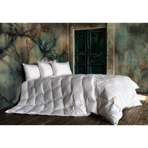 Одеяло пуховое "РОЯЛ" кассетное ручной работы, теплое 200x200, GERMAN GRASS