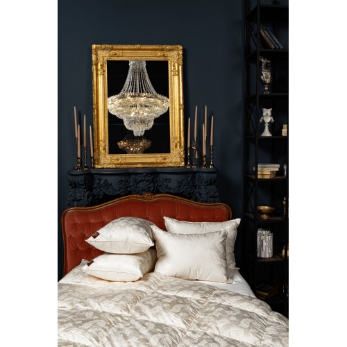 Подушка пуховая "СИЛЬФИДА" в шелковом жакарде средняя 50x70, ручная работа GERMAN GRASS