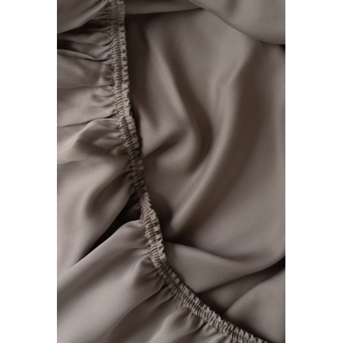 Простыня на резинке тенсель "БРИЛЛИАНТ" коричневый 180x200x40, GERMAN GRASS