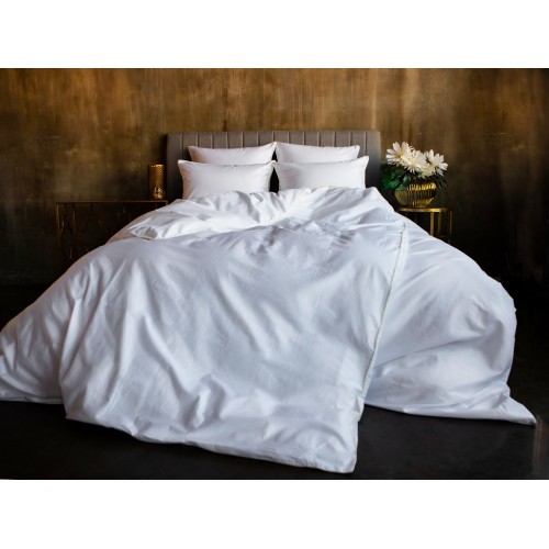 Постельное белье "НОБИЛИС" белый с медовым кантом Евро 200x200, GERMAN GRASS