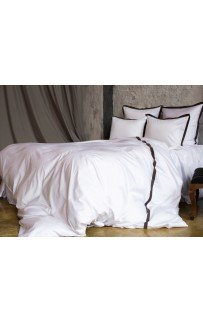 Постельное белье "НОБИЛИС" белый с серой отделкой Евро 200x200, GERMAN GRASS