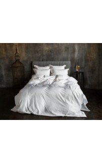 Постельное белье "НОБИЛИС" белый с розовой узкой отделкой Евро 200x220, GERMAN GRASS