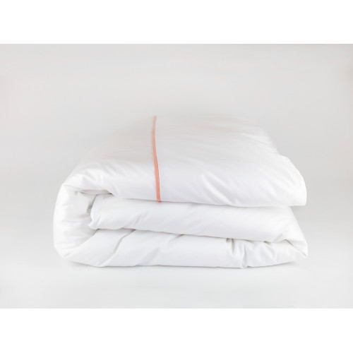 Пододеяльник "НОБИЛИС" белый с розовой узкой отделкой 150x200, GERMAN GRASS