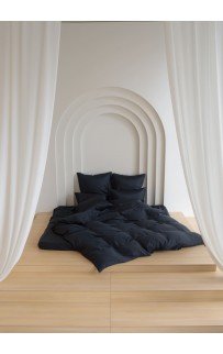 Простыня на резинке тенсель "БРИЛЛИАНТ" черный 180x200x40, GERMAN GRASS